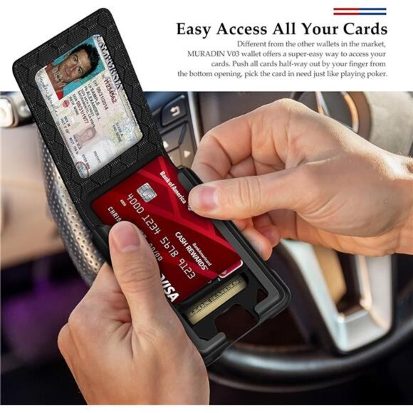 Mens Wallet Tactical Bifold Wallets for Men Metal RFID Blocking Aluminum - Picture 4 of 7